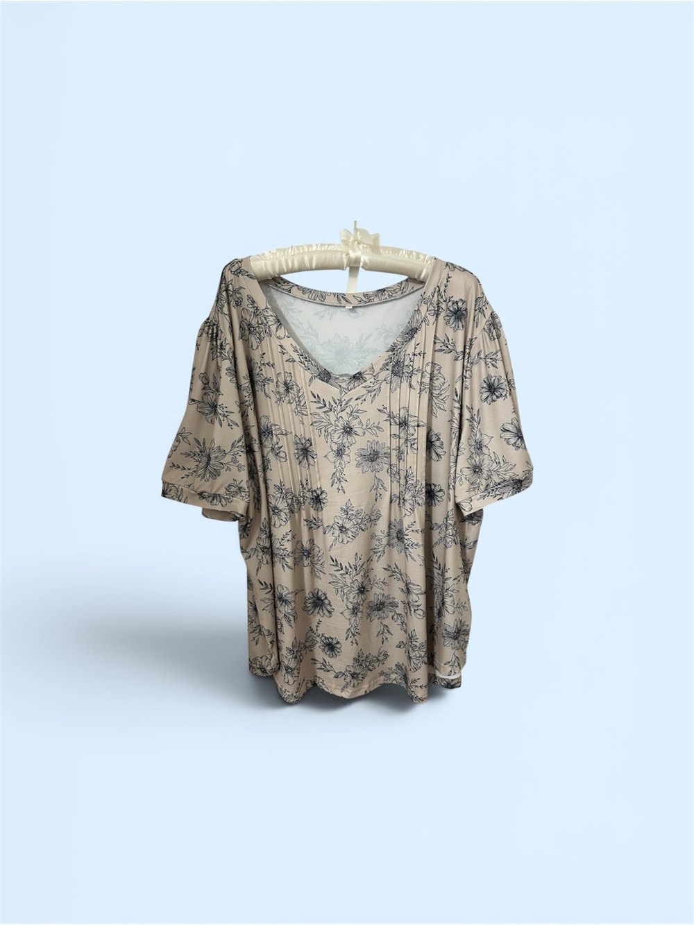 Floral V-Neck Short Sleeve Tunic 3x